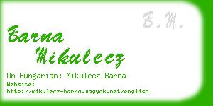 barna mikulecz business card